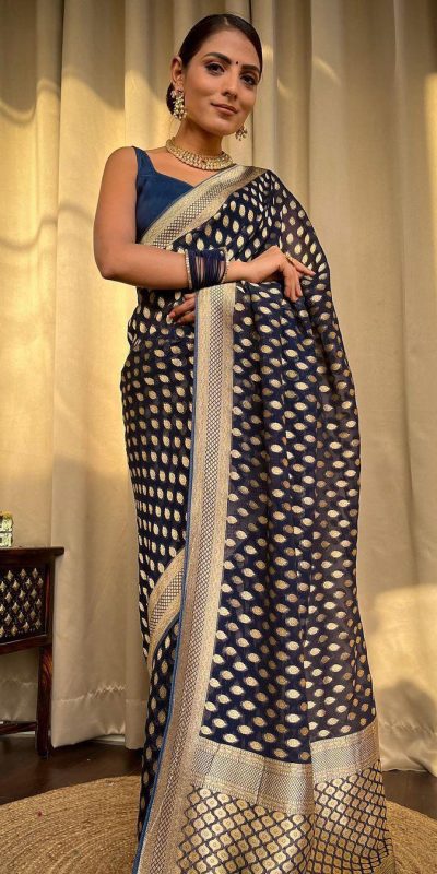 KP 5083 Navy Blue Soft Lichi Silk Perfect for Wedding, Party, Family Gatherings, Sangeet, Diwali Cloth. Saree. Get it for ₹1399. Delivery 4-6 Working Days. | Sarees, Bollywood Sarees, Creative Sarees, Designer Sarees, Embroidered Sarees, Ethnic Saree, Modern Digital sarees, Party Wear Sarees