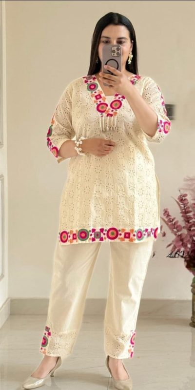ZSR 3137 Off White | Off White Cotton Salwar Suit with Embroidery Work & Thread Embroidery. Introductory Price ₹1899. Delivery 4-6 Working Days. Shop now. | Jump Suits, Tops & Bottoms, Track Suits, Salwar suit, Casual Suits, Creative suits, Designer Suits, Palazzo Suits, Party Wear Suits, Patiala Suits, Straight Suits, Trendy Wear