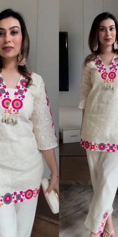 ZSR 3137 Off White Cotton With Embroidery Work & Thread Embroidery. Salwar Suit Introductory Price ₹1899. Delivery 4-6 Working Days. Shop now. | Jump Suits, Tops & Bottoms, Track Suits, Salwar suit, Casual Suits, Creative suits, Designer Suits, Palazzo Suits, Party Wear Suits, Patiala Suits, Straight Suits, Trendy Wear