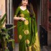 Olive Green Soft Silk Cloth Pallu Saree