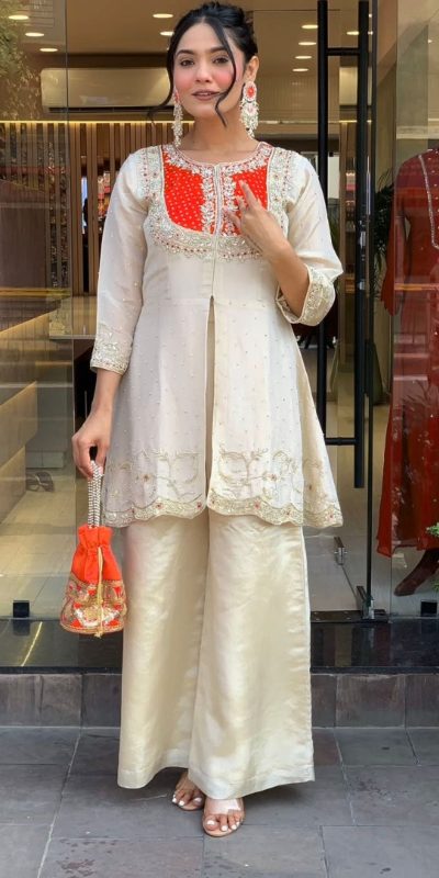 SRK 5277 Orange Mal Cotton With Embroidery Work & Bead Work Salwar Suit . Affordable Price βΉ1799. Delivery 4-6 Working Days. Shop now. | Jump Suits, Salwar suit, Casual Suits, Creative suits, Designer Suits, Palazzo Suits, Party Wear Suits, Patiala Suits, Straight Suits