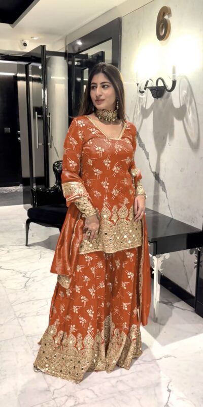 SR 1664 Orange Color Simmer with Embroidery Work Silk Salwar Suit . Wedding, Party, Festive, Events, Best Price ₹2599. Delivery 4-6 Working Days. Shop now. | Jump Suits, Salwar suit, Casual Suits, Creative suits, Designer Suits, Palazzo Suits, Party Wear Suits, Patiala Suits, Straight Suits