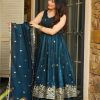 SSR 521 Peacock Blue Crunchy Silk Embroidery Work Salwar Suit Wedding, Party, Festive, Events, Navratri Garba, Anniversary, Haldi,Best Price ₹2449. | Jump Suits, Salwar suit, Casual Suits, Creative suits, Designer Suits, Palazzo Suits, Party Wear Suits, Patiala Suits, Straight Suits