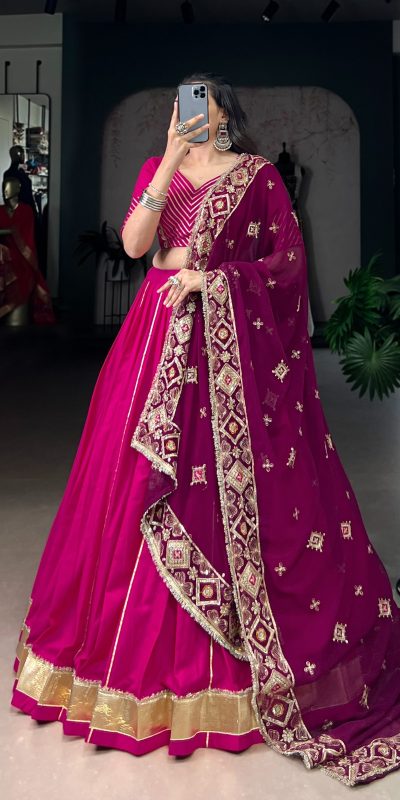 LNB 1708 Pink Cotton With Mirror Work & Zari Work Lehenga Choli Available at ₹3199 only. Delivery 4-6 Working Days. Shop now. | Lehenga, Bollywood Lehenga, Creative Lehenga, Designer Lehenga, Embroidered Lehenga, Party Wear Lehenga