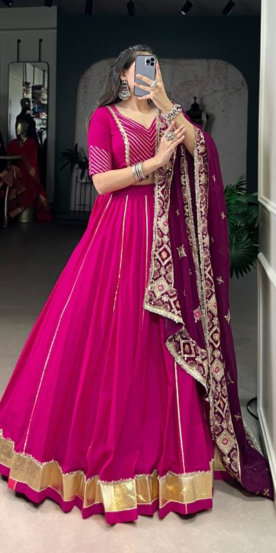 LNB 1708 Pink Cotton With Mirror Work & Zari Work Lehenga Choli Available at ₹3199 only. Delivery 4-6 Working Days. Shop now. | Lehenga, Bollywood Lehenga, Creative Lehenga, Designer Lehenga, Embroidered Lehenga, Party Wear Lehenga