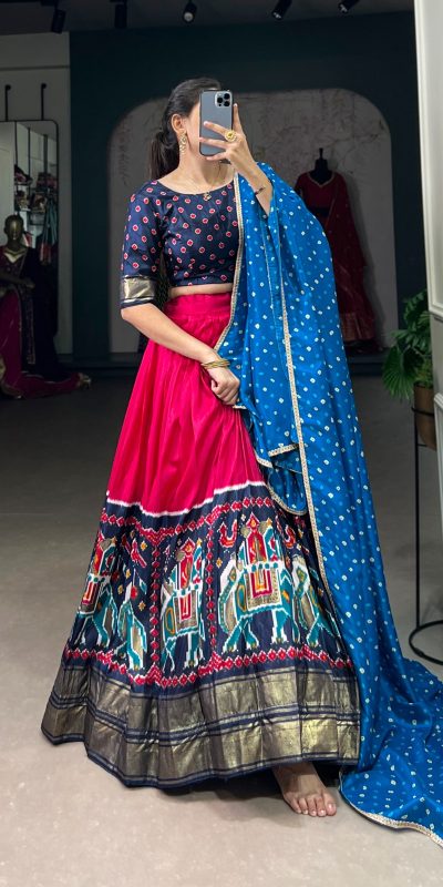 LNB 1623 Pink Color Fabulous Dola Silk Patola Print And Foil Work Lehenga Choli Wedding, Festive, Events Expected Delivery 4-6 Working Days@2199/- Only | Lehenga, Bollywood Lehenga, Creative Lehenga, Designer Lehenga, Embroidered Lehenga, Party Wear Lehenga