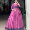 YNF 5034 Pink Polyester Viscose Chanderi Zari Work & Lace Work Gown in . Affordable Price ₹1799. Delivery 4-6 Working Days. Shop now. | Gowns, Bollywood Gowns, Creative Gowns, Designer Gowns, Embroidered Gowns, Party Wear Gowns