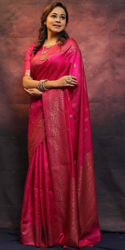 KP 6010 Pink Soft Lichi Silk Jacquard Saree Perfect for Wedding, Party, Traditional Day, Family Gatherings, Sangeet . Grab it for ₹1349. Delivery 4-6 W | Sarees, Bollywood Sarees, Creative Sarees, Designer Sarees, Embroidered Sarees, Ethnic Saree, Modern Digital sarees, Party Wear Sarees