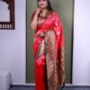 Pink Soft Paithani Silk Zari Work Lace Saree