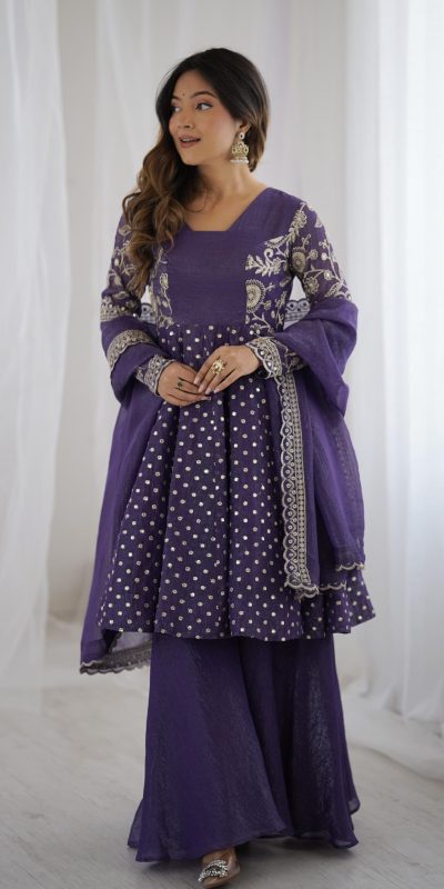 ZSR 3134 Purple Crunchy Silk Salwar Suit Perfect for Wedding, Party, Sangeet, Anniversary, Housewarming Introductory Price ₹2399. Delivery 4-6 | Jump Suits, Salwar suit, Casual Suits, Creative suits, Designer Suits, Palazzo Suits, Party Wear Suits, Patiala Suits, Straight Suits