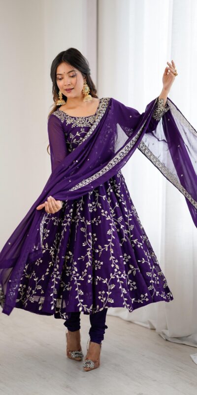 SRK 5299 Purple Georgette With Sequence Work Perfect for Wedding, Party, Lohri, Temple Visit, Ganesh Chaturthi Festive, Events, 4-6 Working Days At 2149 | Gowns, Bollywood Gowns, Creative Gowns, Designer Gowns, Embroidered Gowns, Party Wear Gowns
