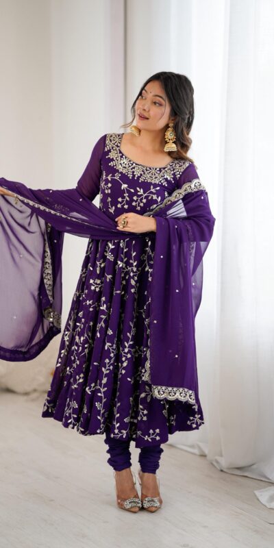 SRK 5299 Purple Georgette With Sequence Work Perfect for Wedding, Party, Lohri, Temple Visit, Ganesh Chaturthi Festive, Events, 4-6 Working Days At 2149 | Gowns, Bollywood Gowns, Creative Gowns, Designer Gowns, Embroidered Gowns, Party Wear Gowns