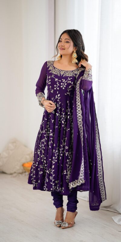 SRK 5299 Purple Georgette With Sequence Work Perfect for Wedding, Party, Lohri, Temple Visit, Ganesh Chaturthi Festive, Events, 4-6 Working Days At 2149 | Gowns, Bollywood Gowns, Creative Gowns, Designer Gowns, Embroidered Gowns, Party Wear Gowns