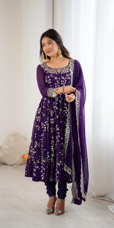 SRK 5299 Purple Georgette With Sequence Work Perfect for Wedding, Party, Lohri, Temple Visit, Ganesh Chaturthi Festive, Events, 4-6 Working Days At 2149 | Gowns, Bollywood Gowns, Creative Gowns, Designer Gowns, Embroidered Gowns, Party Wear Gowns