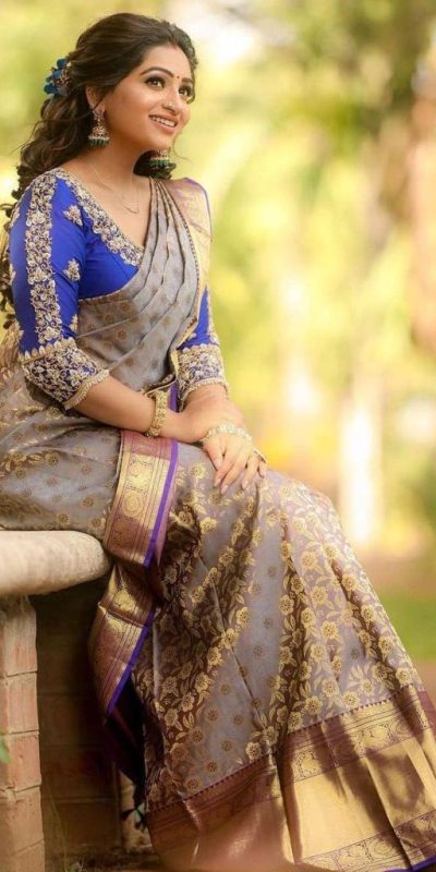 KP 3077 Purple Soft Lichi Silk Saree Perfect for Wedding, Party, Housewarming, Baby Shower, Onam . Available at ₹1599 only. Delivery 4-6 Working Da | Sarees, Bollywood Sarees, Creative Sarees, Designer Sarees, Embroidered Sarees, Ethnic Saree, Modern Digital sarees, Party Wear Sarees