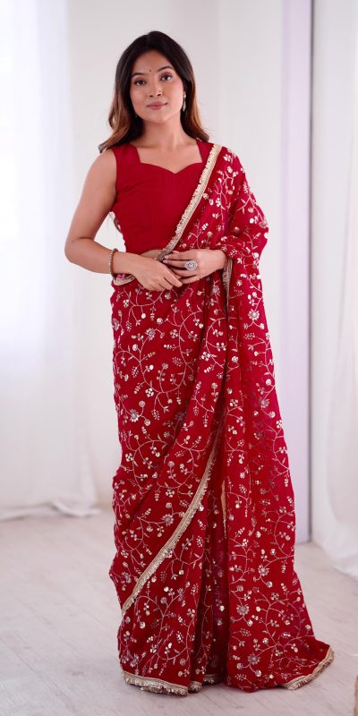 SRK 5296 Red Crunchy Silk Lace Work & Embroidery Work Saree in . Special Price ₹1799. Delivery 4-6 Working Days. Shop now. | Sarees, Bollywood Sarees, Creative Sarees, Designer Sarees, Embroidered Sarees, Ethnic Saree, Modern Digital sarees, Party Wear Sarees