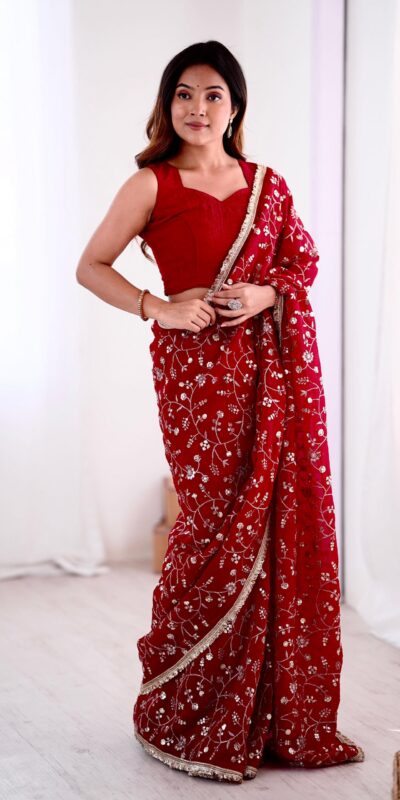 SRK 5296 Red Crunchy Silk Lace Work & Embroidery Work Saree in . Special Price ₹1799. Delivery 4-6 Working Days. Shop now. | Sarees, Bollywood Sarees, Creative Sarees, Designer Sarees, Embroidered Sarees, Ethnic Saree, Modern Digital sarees, Party Wear Sarees