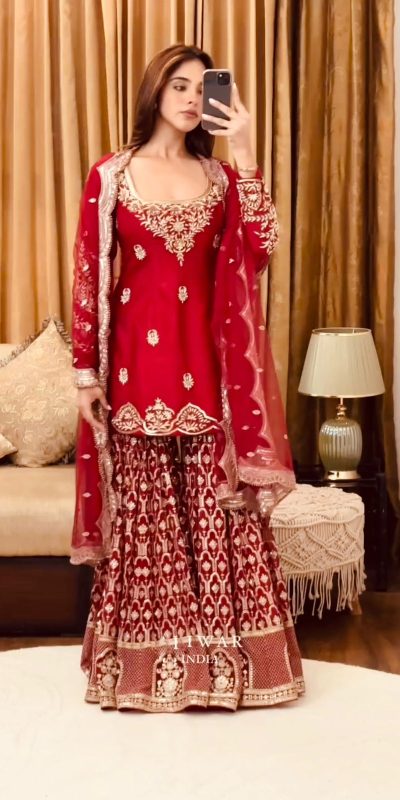 SSR 486 Red Georgette with Embroidery Work & Lace Work Salwar Suit . Festive Deal ₹1949. Delivery 4-6 Working Days. Shop now. | Jump Suits, Tops & Bottoms, Track Suits, Salwar suit, Casual Suits, Creative suits, Designer Suits, Palazzo Suits, Party Wear Suits, Patiala Suits, Straight Suits, Trendy Wear