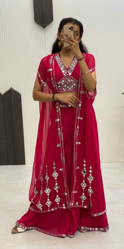 LG 1911 Red in Georgette Embroidery Work & Mirror Work Salwar Suit . Exclusive Offer ₹2399. Delivery 4-6 Working Days. Shop now. | Jump Suits, Salwar suit, Casual Suits, Creative suits, Designer Suits, Palazzo Suits, Party Wear Suits, Patiala Suits, Straight Suits