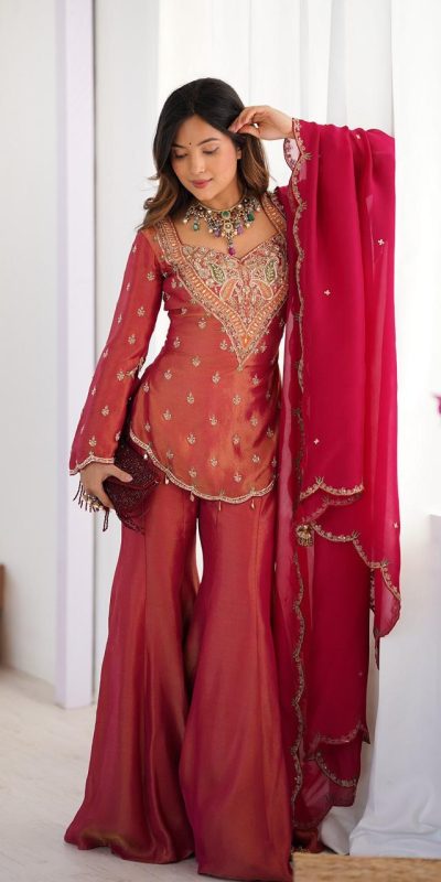 NSR 852 Red Simar Silk With Embroidery Work with Full Sleeve Salwar Suit in . Now at just ₹2099. Delivery 4-6 Working Days. Shop n | Jump Suits, Salwar suit, Casual Suits, Creative suits, Designer Suits, Palazzo Suits, Party Wear Suits, Patiala Suits, Straight Suits