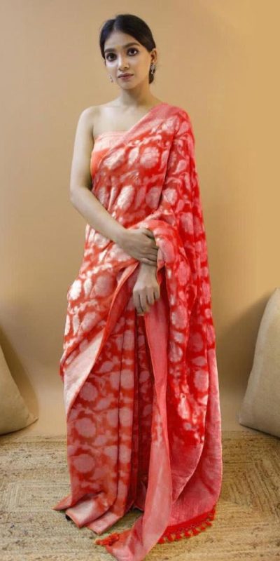 KP 1073 Red Soft Lichi Silk Saree Perfect for Wedding, Party, Sangeet, Ethnic Day, Festival Celebrations Get it for βΉ1399. Delivery 4-6 Working Da | Sarees, Bollywood Sarees, Creative Sarees, Designer Sarees, Embroidered Sarees, Ethnic Saree, Modern Digital sarees, Party Wear Sarees