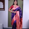 Royal Blue Soft Paithani Silk Zari Work Lace Saree