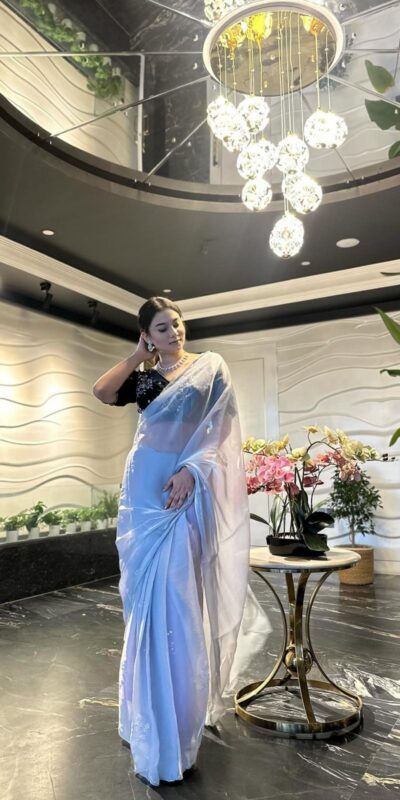 AC JIYA Silver Soft Jimmy Chuu with Lace Border & Lace Work Saree . Available at ₹3049 only. Delivery 4-6 Working Days. Shop now. | Sarees, Bollywood Sarees, Creative Sarees, Designer Sarees, Embroidered Sarees, Ethnic Saree, Modern Digital sarees, Party Wear Sarees