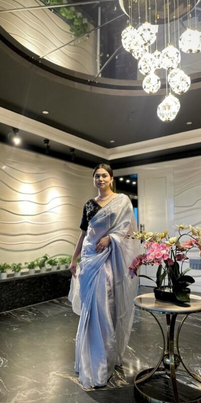 AC JIYA Silver Soft Jimmy Chuu with Lace Border & Lace Work Saree . Available at ₹3049 only. Delivery 4-6 Working Days. Shop now. | Sarees, Bollywood Sarees, Creative Sarees, Designer Sarees, Embroidered Sarees, Ethnic Saree, Modern Digital sarees, Party Wear Sarees