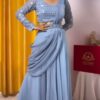 Teal Faux Georgette With Sequins Work Salwar Suit