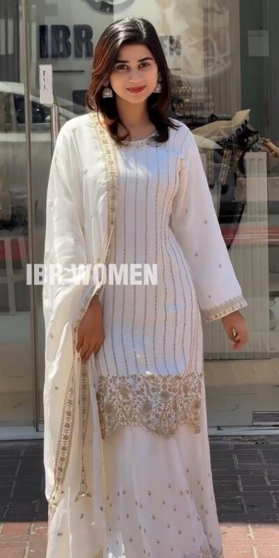 White Fox Georgette Thread Work Salwar Suit