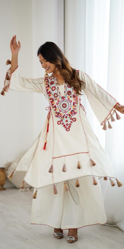 SRK 5286 White in Khadi Cotton Mirror Work & Embroidery Work Salwar Suit . Now at just ₹2099. Delivery 4-6 Working Days. Shop now. | Jump Suits, Salwar suit, Casual Suits, Creative suits, Designer Suits, Palazzo Suits, Party Wear Suits, Patiala Suits, Straight Suits