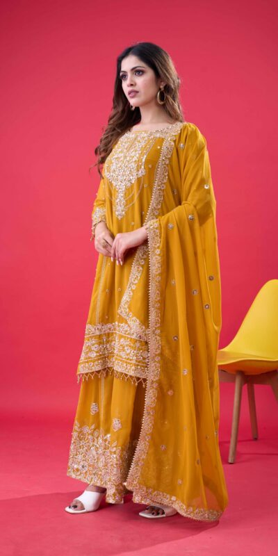 SR 1688 Yellow Faux Georgette with Lace Work & Embroidery Work. Salwar Suit Introductory Price ₹1949. Delivery 4-6 Working Days. Shop now. | Jump Suits, Salwar suit, Casual Suits, Creative suits, Designer Suits, Palazzo Suits, Party Wear Suits, Patiala Suits, Straight Suits