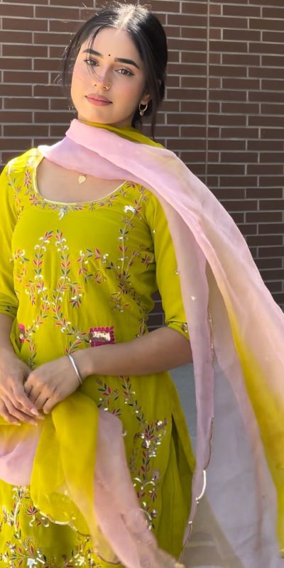 LG 1997 Yellow Georgette Embroidery Work & Lace Work Salwar Suit in . Festive Deal ₹1899. Delivery 4-6 Working Days. Shop now. | Jump Suits, Tops & Bottoms, Track Suits, Salwar suit, Casual Suits, Creative suits, Designer Suits, Palazzo Suits, Party Wear Suits, Patiala Suits, Straight Suits, Trendy Wear