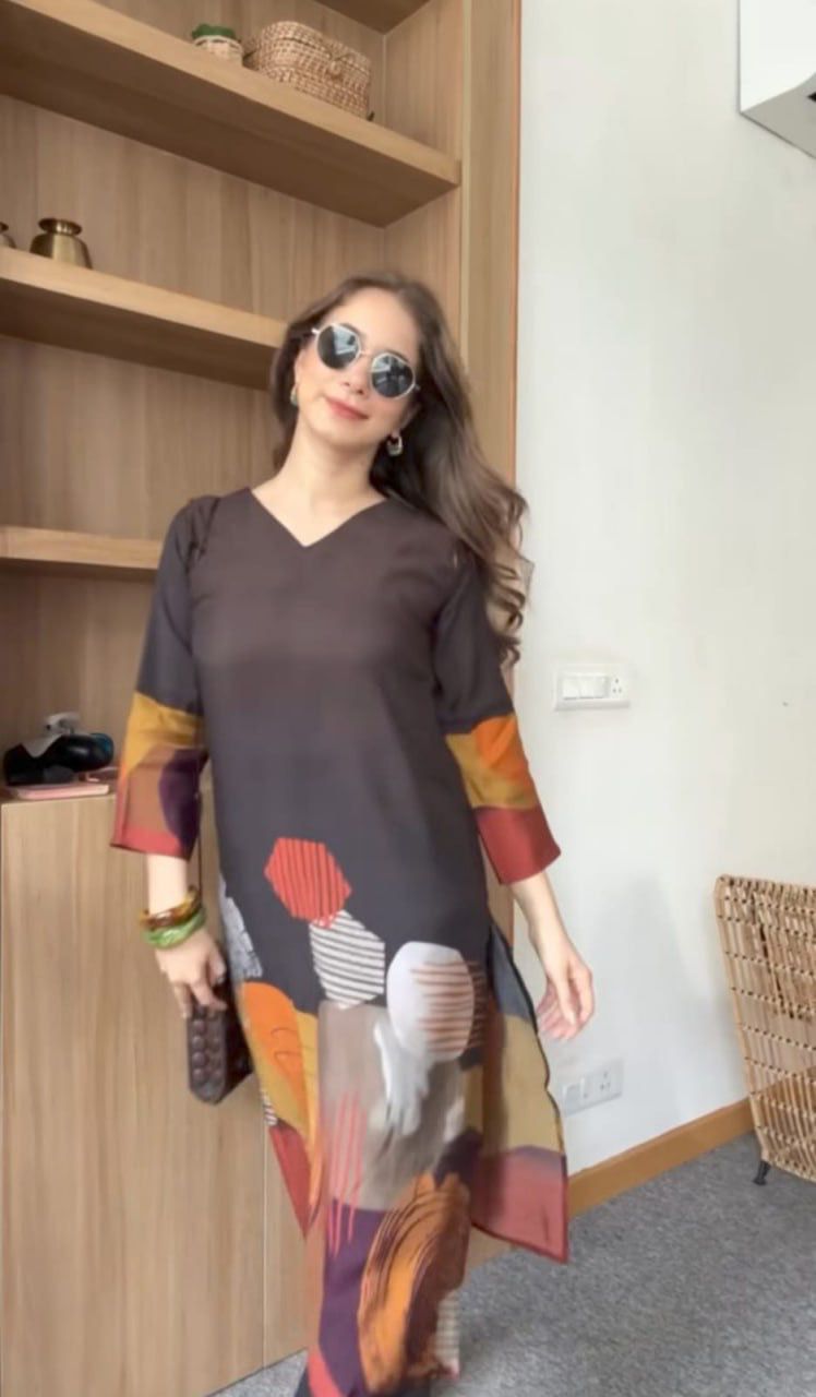 Black Fox Georgette Digital Print Kurti - Image 2