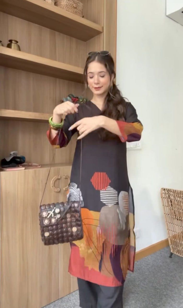 Black Fox Georgette Digital Print Kurti