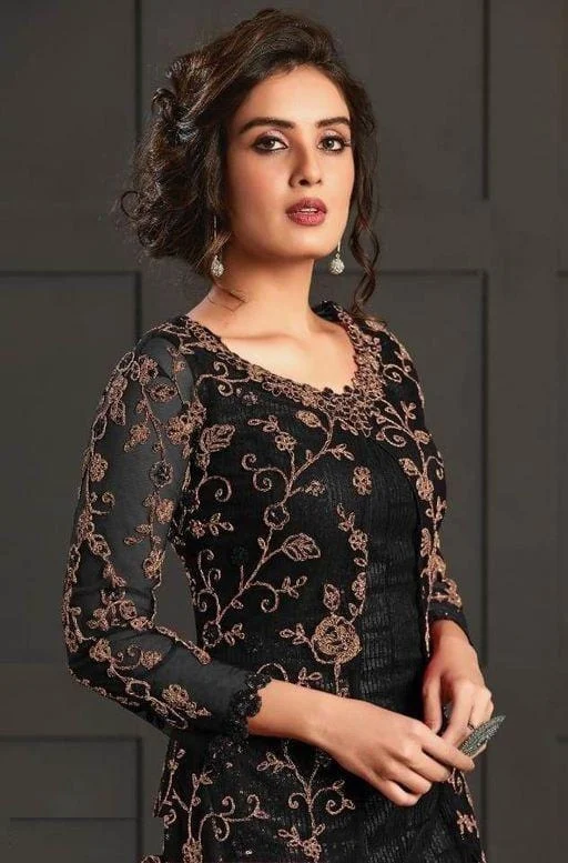 Black Net Stone Work Salwar Suit - Image 3