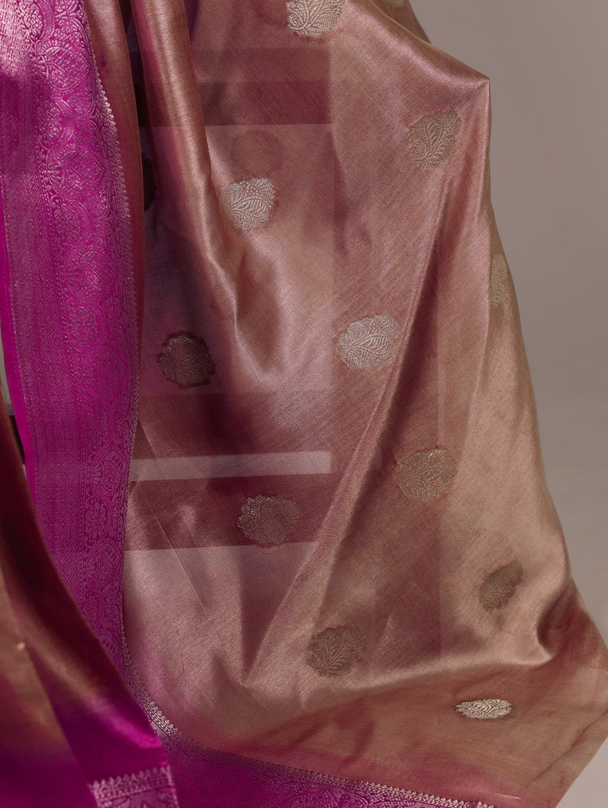 Brown Rumali Silk Zari Work Saree - Image 4