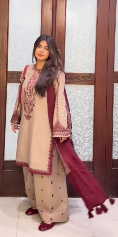 Chiku Faux Georgette Bead Embroidery Work Salwar Suit