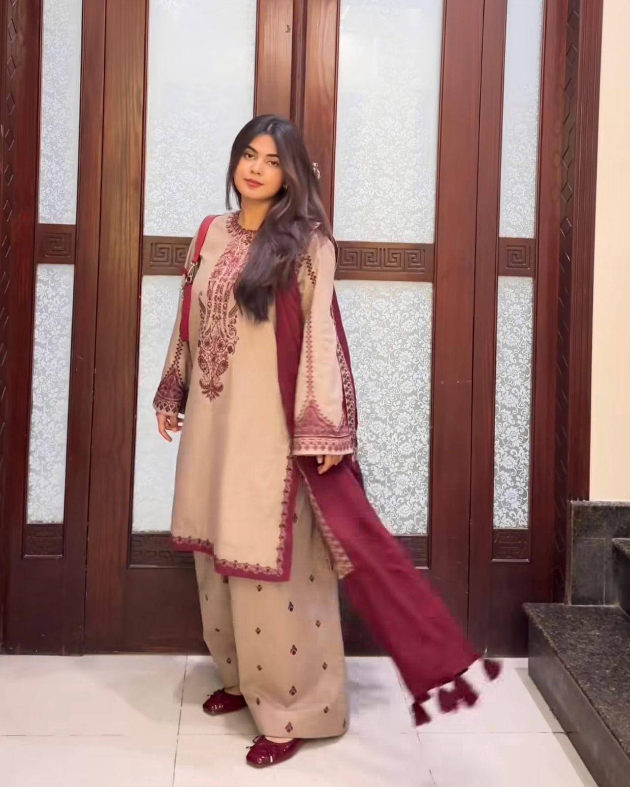 Chiku Faux Georgette Bead Embroidery Work Salwar Suit