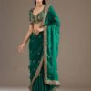 Green Fandy Satin Silk Zari Work Saree