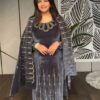 Grey Viscose Velvet With Embroidery Salwar Suit