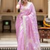 Lavender Soft Lichi Silk Jacquard Work Saree