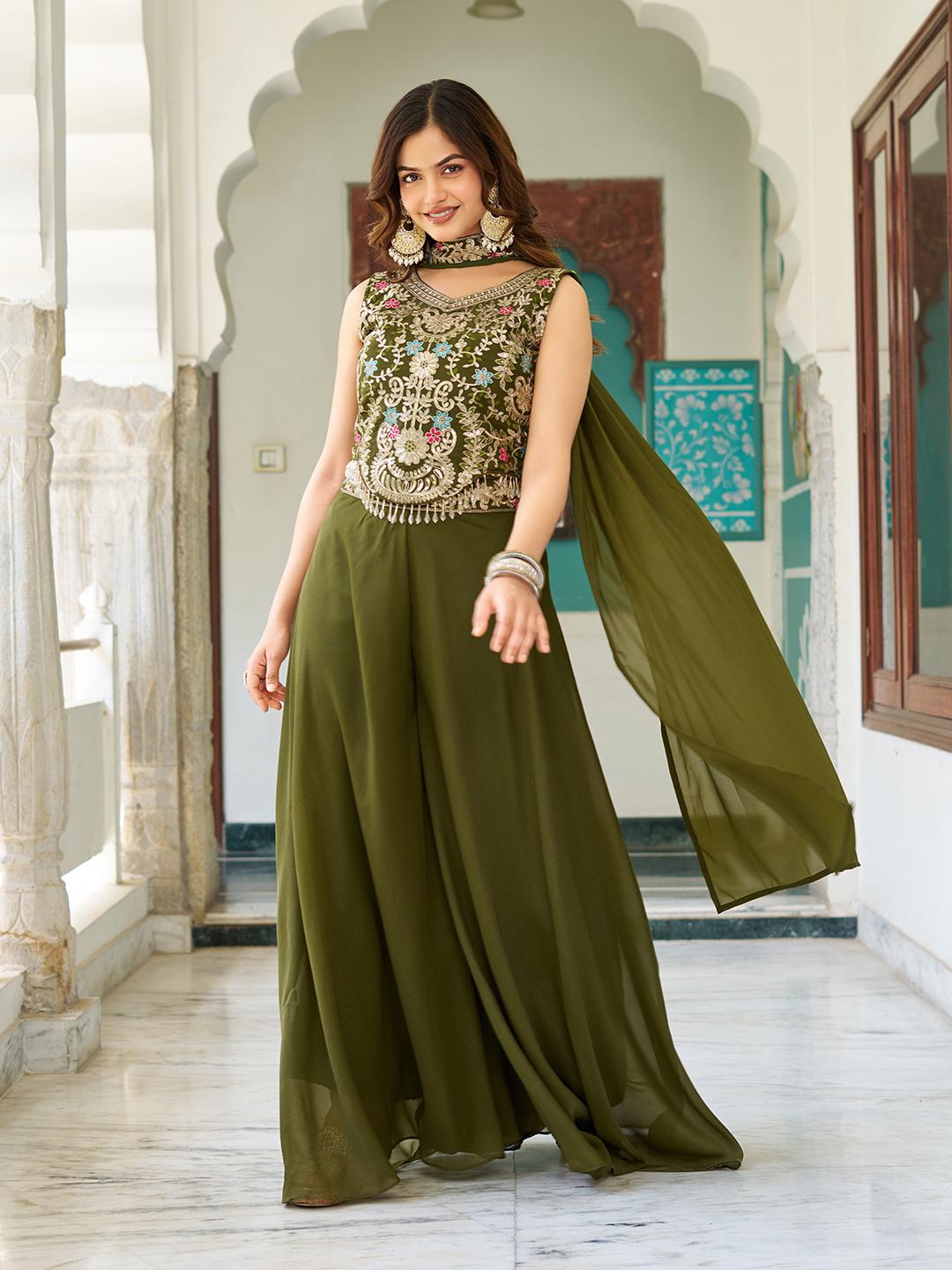 Ram 107 Mahendi in Color Star Georgette Embroidery Work Salwar Suit . Festive Deal ₹2099. Delivery 4-6 Working Days. Shop now. | Jump Suits, Salwar suit, Casual Suits, Creative suits, Designer Suits, Palazzo Suits, Party Wear Suits, Patiala Suits, Straight Suits