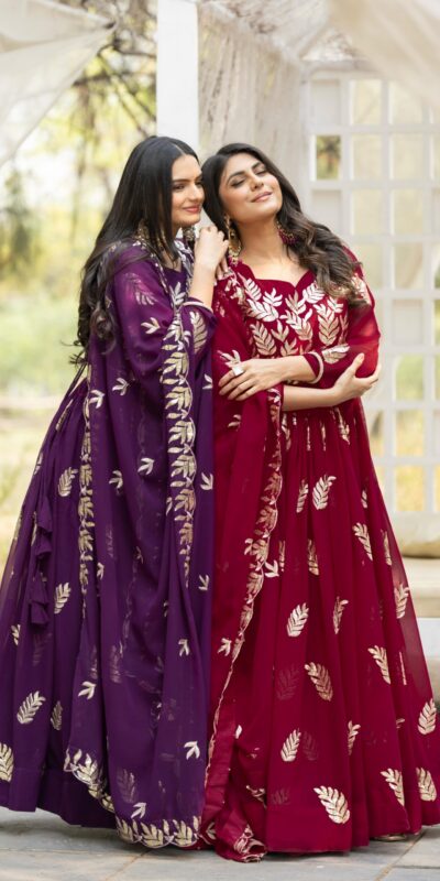 Ram 087 Maroon in Fox Georgette Embroidery Work & Thread Embroidery Gown . Special Price ₹2149. Delivery 4-6 Working Days. Shop now. | Gowns, Bollywood Gowns, Creative Gowns, Designer Gowns, Embroidered Gowns, Party Wear Gowns