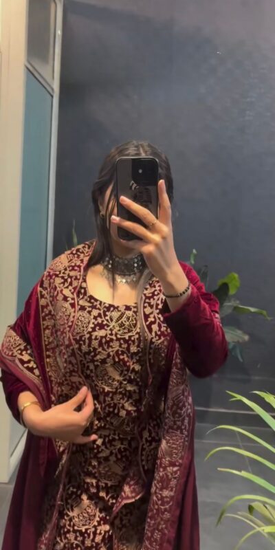 RTC 5940 Maroon Viscos velvet Chinestich Work Salwar Suit with Designer Work. Festive Deal ₹2049. Delivery 4-6 Working Days. Shop now. | Lehenga, Bollywood Lehenga, Creative Lehenga, Designer Lehenga, Embroidered Lehenga, Party Wear Lehenga