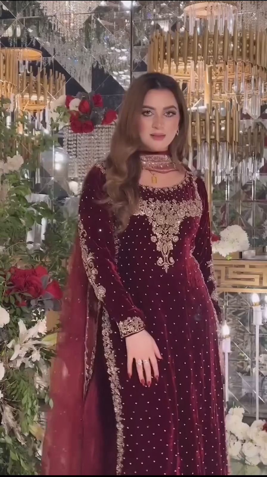 Maroon Viscose Velvet Lace Embroidery Work Salwar Suit - Image 6