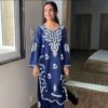 Navy Blue Rayon Embroidery Work Salwar Suit