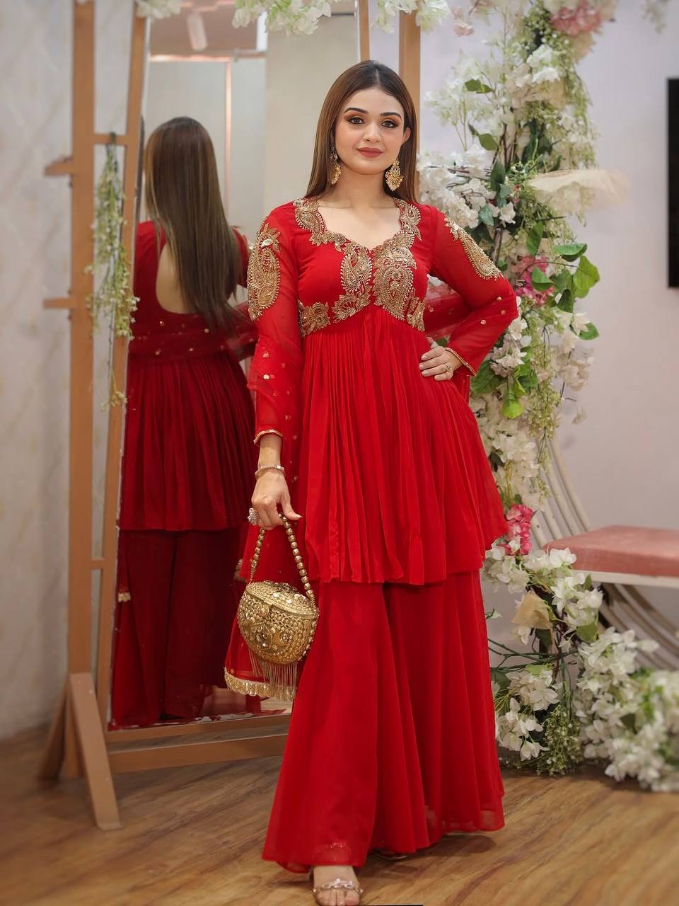 Red Fox Georgette With Sequins Work Salwar Suit