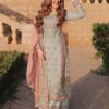 Peach Faux Georgette Lace Embroidery Work Salwar Suit