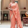 Peach Soft Lichi Silk Jacquard Work Saree